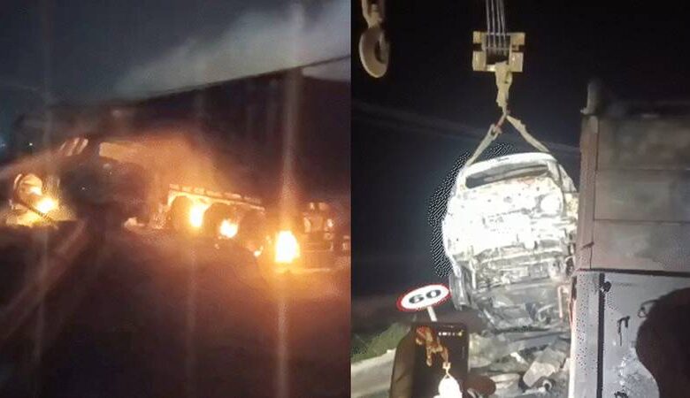 Morbi Accident: મોરબીમાં ટ્રિપલ અકસ્માતથી સનસનાટી, કન્ટેનર-ટ્રક અને કાર વચ્ચે ધડાકાભેર ટક્કર 1 thenewsdk.in