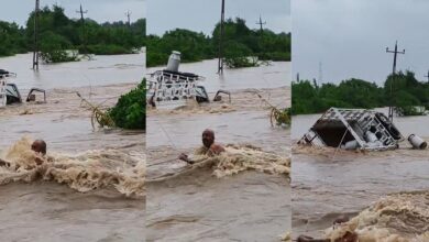 Rajulaના કોઝવે પર દૂધના કેન ભરેલી ગાડી તણાઈ, દોરડાની મદદથી ડ્રાઈવરનો ચમત્કારિક બચાવ 1 thenewsdk.in